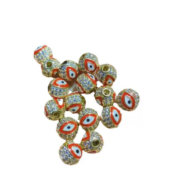Wholesale Microinlaid Colorpreserving Copper Beads With Devil's Eye Design And Oil Dripping 14K Goldcoated