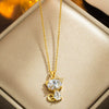 Wholesale Microinlaid Diamond Cute Kitten Necklace For Girls Titanium Steel Gold Inlaid Geometric Style