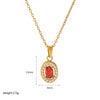 Wholesale Microinlaid Zircon And Ruby Necklace Stainless Steel And Titanium Steel With Geometric Style Electroplating For Women