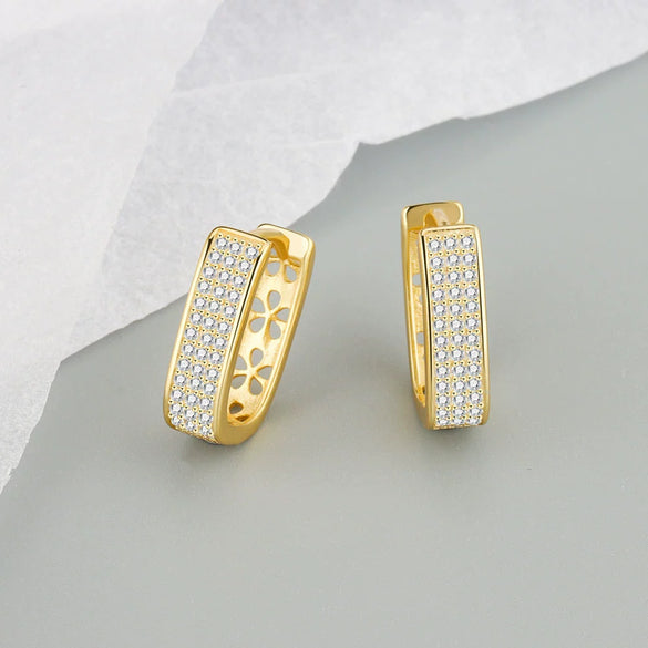 Wholesale Microinlaid Zircon Ushaped Ear Buckle 925 Silver Geometric Style Electroplated Jewelry For Women