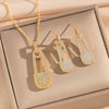 Wholesale Micropaved Zircon Accessories Set Light Luxury Geometric Style Copper O Word Chain Necklace And Earrings For Women And Unisex Vacuum Furnace Electroplated 18K