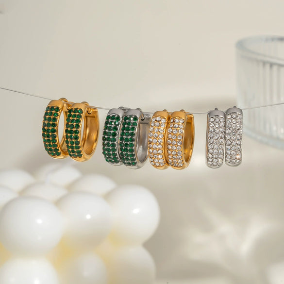 Wholesale Micropaved Zircon Cshaped Stainless Steel Earrings For Women Pvd Vacuum Real Gold Electroplated Geometric Style