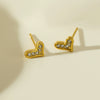 Wholesale Microstudded Diamond Heartshaped Stainless Steel Earrings 18K Vacuum Goldplated Geometric Style Polish