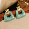 Wholesale Midcentury Style Simple Dopamine Color Geometric Trapezoid Hollow Stamped Stainless Steel Earrings Unisex Jewelry