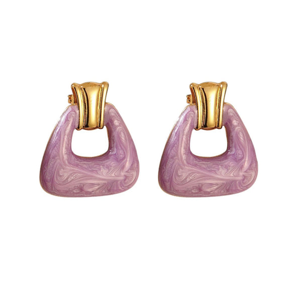 Wholesale Midcentury Style Simple Dopamine Color Geometric Trapezoid Hollow Stamped Stainless Steel Earrings Unisex Jewelry