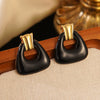 Wholesale Midcentury Style Simple Dopamine Color Geometric Trapezoid Hollow Stamped Stainless Steel Earrings Unisex Jewelry