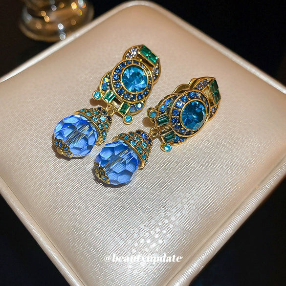 Wholesale Middle Ages Style Artificial Crystal Round Nonpierced Ear Clips With Diamonds For Women