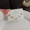 Wholesale Mini Compact Exquisite Women's Earrings Copper Needle Lovely Style With Letters Numbers Text Microinlay
