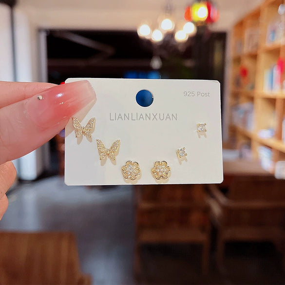 Wholesale Mini Compact Exquisite Women's Earrings Copper Needle Lovely Style With Letters Numbers Text Microinlay