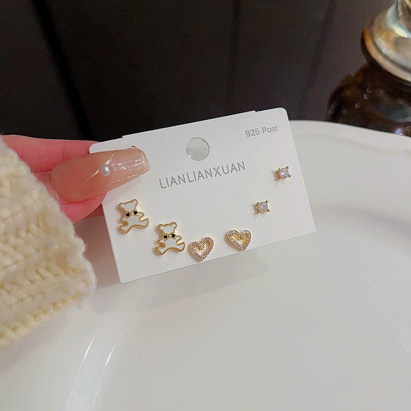 Wholesale Mini Compact Exquisite Women's Earrings Copper Needle Lovely Style With Letters Numbers Text Microinlay