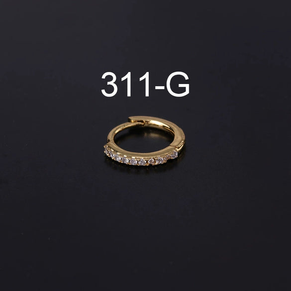 Wholesale Mini Copper Zircon Simple Piercing Earrings With Geometric Design And Electroplating