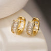 Wholesale Mini Exquisite Copper Plated Real Gold Zircon Geometric Style Micropaved Women's Earrings