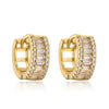 Wholesale Mini Exquisite Copper Plated Real Gold Zircon Geometric Style Micropaved Women's Earrings