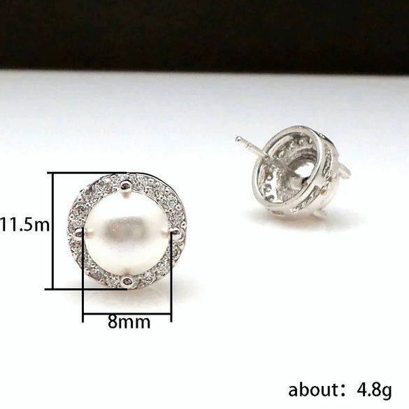 Wholesale Mini Imitation Pearl Earrings Copper Geometric Electroplating Women's Fashion Accessories