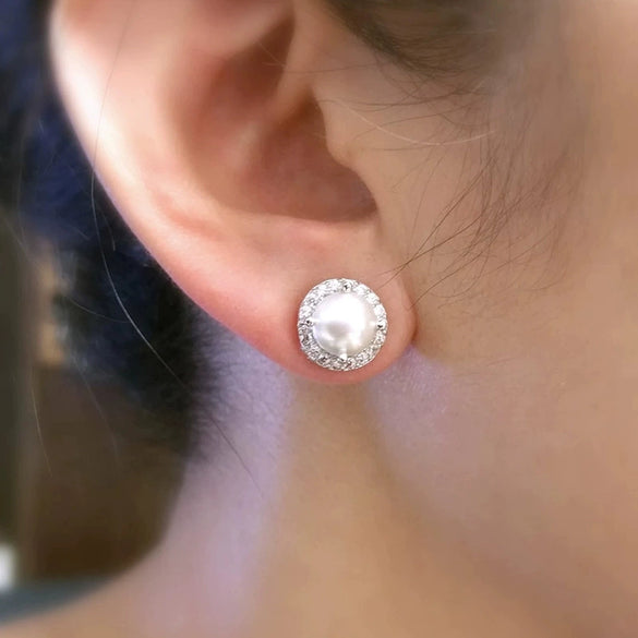 Wholesale Mini Imitation Pearl Earrings Copper Geometric Electroplating Women's Fashion Accessories