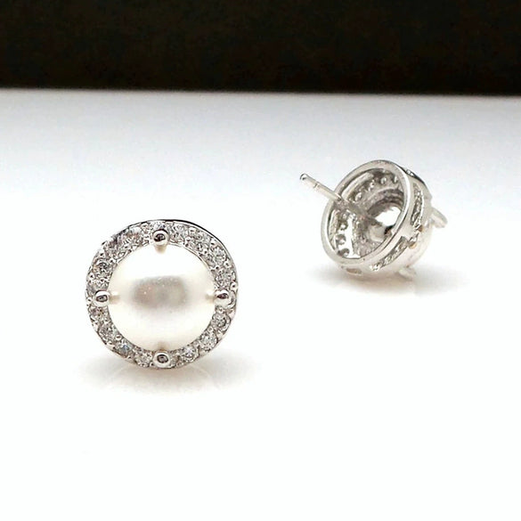 Wholesale Mini Imitation Pearl Earrings Copper Geometric Electroplating Women's Fashion Accessories