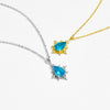 Wholesale Mini Pendant Clavicle Chain Necklace S925 Sterling Silver 18K Gold Plated With Sky Blue Zircon