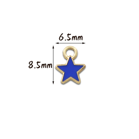 Wholesale Mini Small Star Jewelry Accessories Alloy Dripping Oil Hair Accessories Earrings Necklace Pendant Diy Material