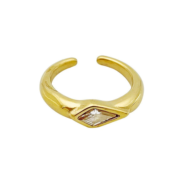 Wholesale Minimalist Allmatch Geometric Stainless Steel Vacuum Plated Real Gold Open Ring For Women