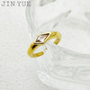 Wholesale Minimalist Allmatch Geometric Stainless Steel Vacuum Plated Real Gold Open Ring For Women