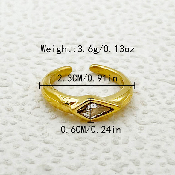 Wholesale Minimalist Allmatch Geometric Stainless Steel Vacuum Plated Real Gold Open Ring For Women