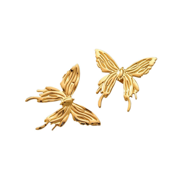 Wholesale Minimalist Animal Stamped Stainless Steel Earrings For Women Dragonfly And Butterfly Design