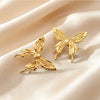 Wholesale Minimalist Animal Stamped Stainless Steel Earrings For Women Dragonfly And Butterfly Design