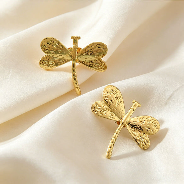 Wholesale Minimalist Animal Stamped Stainless Steel Earrings For Women Dragonfly And Butterfly Design