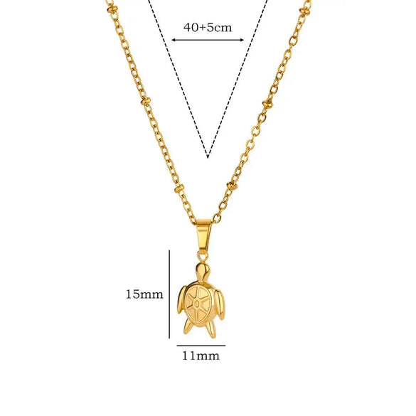 Wholesale Minimalist Animals Zodiac Signs Stainless Steel Turtle Pendant Necklace With O Shaped Chain And Electroplating