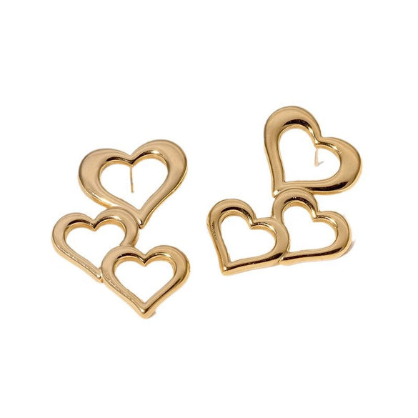 Wholesale Minimalist Cold Style Electroplated Loveshaped Hollow Stainless Steel Earrings For Women