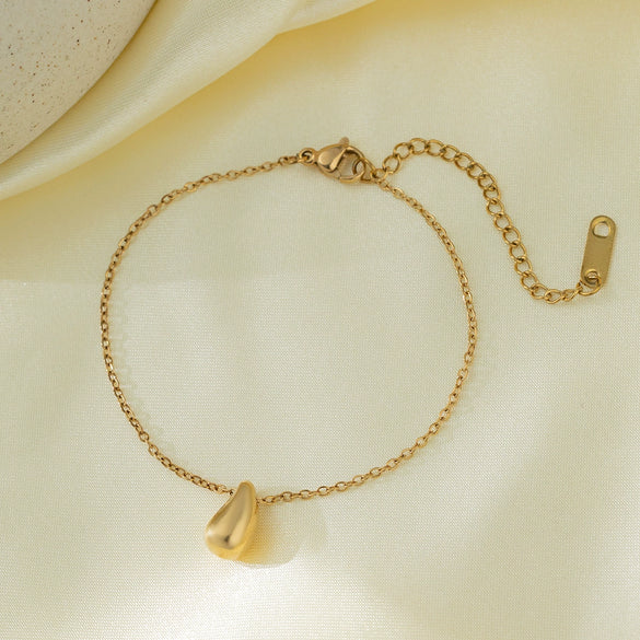 Wholesale Minimalist Cold Style Electroplated Titanium Steel Necklace And Bracelet With Love Water Drop And Bell Patterns For Women