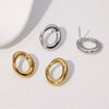 Wholesale Minimalist Cold Style Geometric Hollow Irregular Stainless Steel Circle Earrings With Electroplating