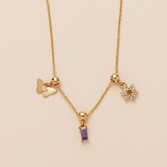 Wholesale Minimalist Copper Heart Shape Zircon Necklace For Women With Electroplating