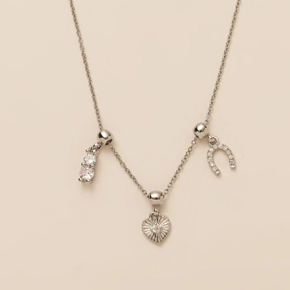 Wholesale Minimalist Copper Heart Shape Zircon Necklace For Women With Electroplating