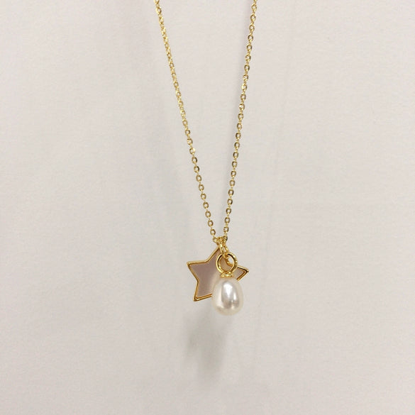 Wholesale Minimalist Copper Natural Freshwater Pearl Pendant Jewelry With Rice And Droplet Shapes And Seashell Motherofpearl Star Pattern