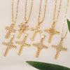 Wholesale Minimalist Copper Pendant Lip Necklace With Micropaved Star And Moon Cross Design