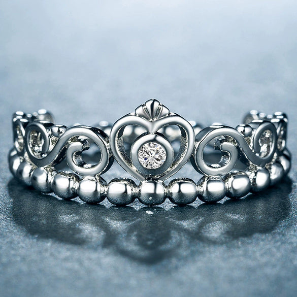 Wholesale Minimalist Crown Women's Ring Copper Silver Plated Zircon Jewelry