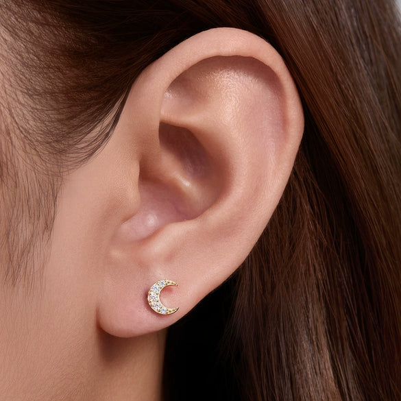 Wholesale Minimalist Diamond S925 Sterling Silver Moon Spiral Piercing Ear Jewelry For Women