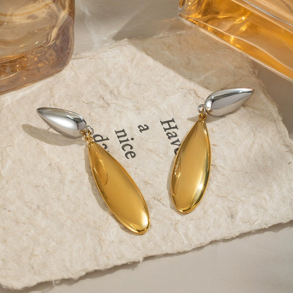 Wholesale Minimalist Drop Shape Geometric Stainless Steel Electroplated Earrings For Women