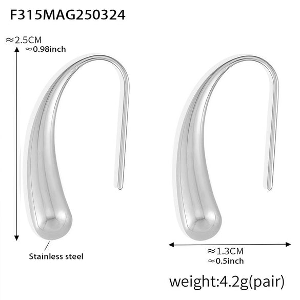 Wholesale Minimalist Drop Shape Geometric Stainless Steel Pvd Plated Light Luxury Women's Ear Hook Earrings