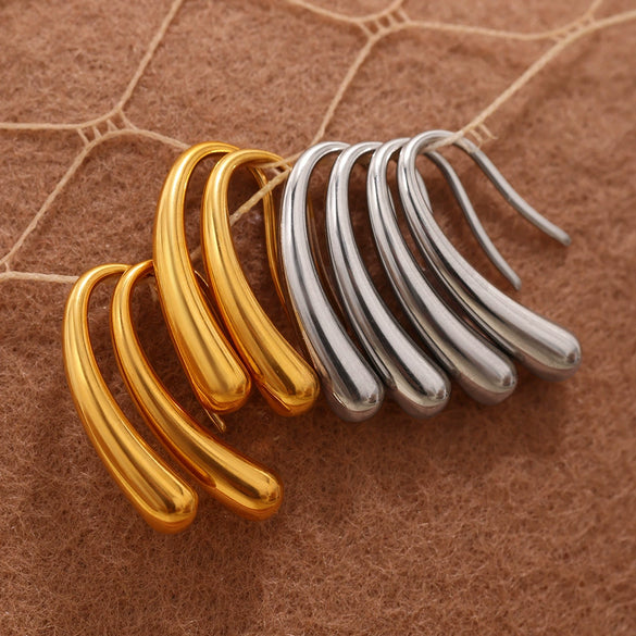 Wholesale Minimalist Drop Shape Geometric Stainless Steel Pvd Plated Light Luxury Women's Ear Hook Earrings