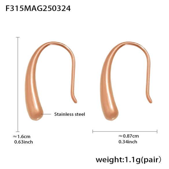 Wholesale Minimalist Drop Shape Geometric Stainless Steel Pvd Plated Light Luxury Women's Ear Hook Earrings