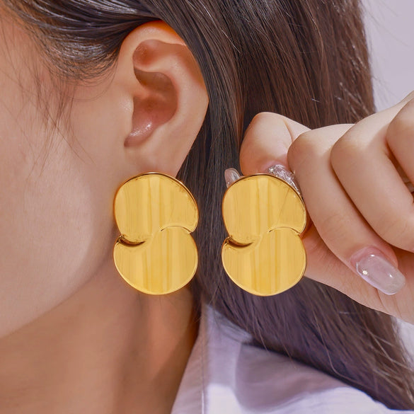 Wholesale Minimalist Drop Shape Titanium Steel Earrings With Electroplating Do Not Fade
