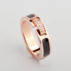 Wholesale Minimalist Drop Shape Titanium Steel Ring Plated Rose Gold For Women With Cnc Micro Diamond