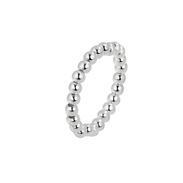 Wholesale Minimalist Elastic Rope Lucky Beads Handmade Beaded Round Geometric S925 Sterling Silver Ring For Women