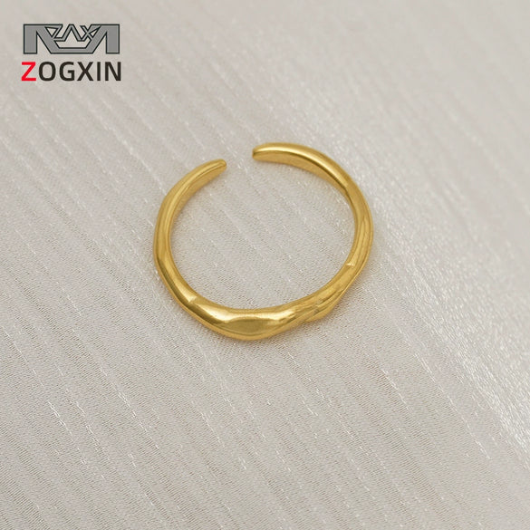 Wholesale Minimalist Electroplated Stainless Steel Jewelry Adjustable Open Ring With Irregular Geometric Lines For Women And Men