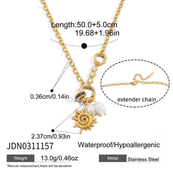 Wholesale Minimalist Electroplated Titanium Steel And Stainless Steel Spiral Sun Pendant Necklace For Women