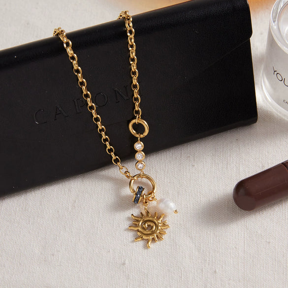 Wholesale Minimalist Electroplated Titanium Steel And Stainless Steel Spiral Sun Pendant Necklace For Women