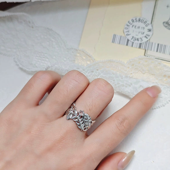 Wholesale Minimalist Feathershaped 925 Silver Ring With Polished Electroplating And Brushed Craft Unisex