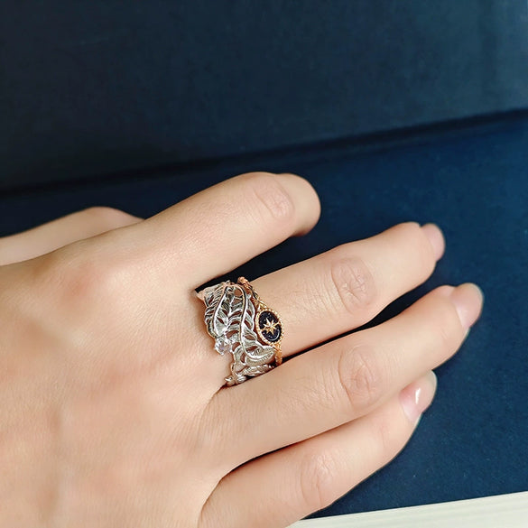 Wholesale Minimalist Feathershaped 925 Silver Ring With Polished Electroplating And Brushed Craft Unisex